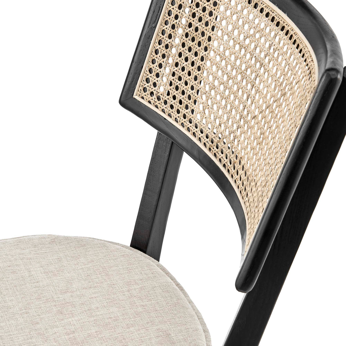 Caledonia Wood Dining Chair by Modway, black frame with beige woven cane backrest on Tampa Home & Garden Store