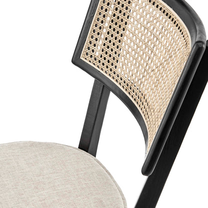 Caledonia Wood Dining Chair by Modway, black frame with beige woven cane backrest on Tampa Home & Garden Store