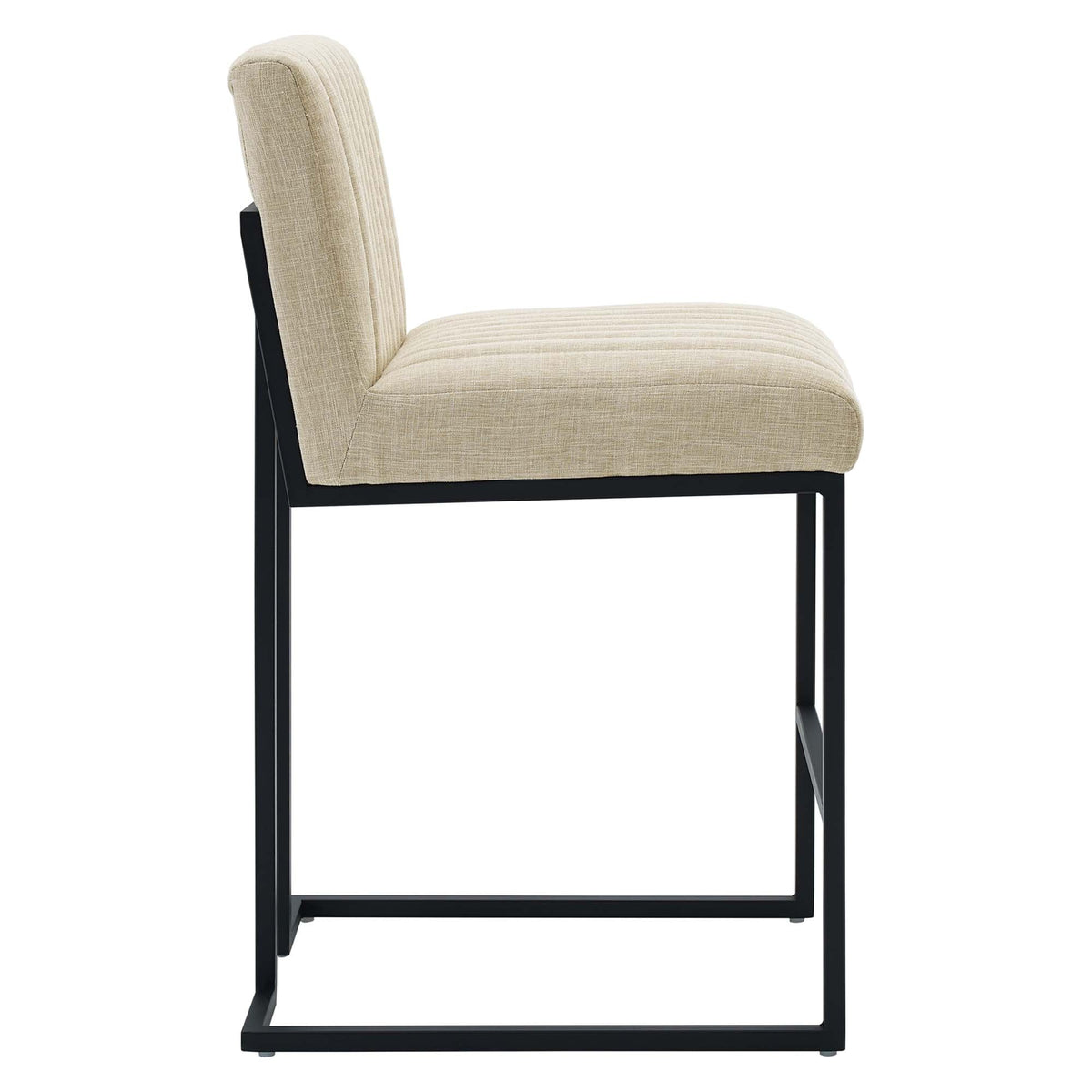 Indulge Channel Tufted Counter Stool beige fabric with black frame HouseOfZazla on Tampa Home & Garden Store
