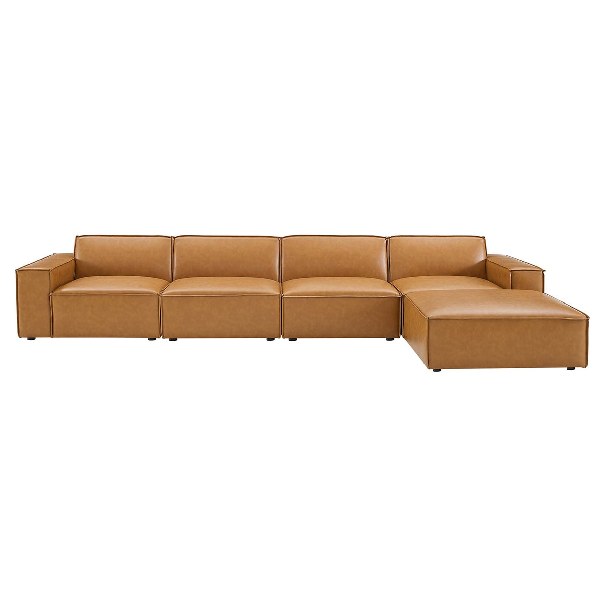Restore 5-Piece tan vegan leather sectional sofa with right chaise by HouseOfZazla on Tampa Home & Garden Store
