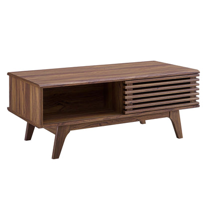 Render Coffee Table, walnut finish with slatted base, tapered legs HouseOfZazla on Tampa Home & Garden Store
