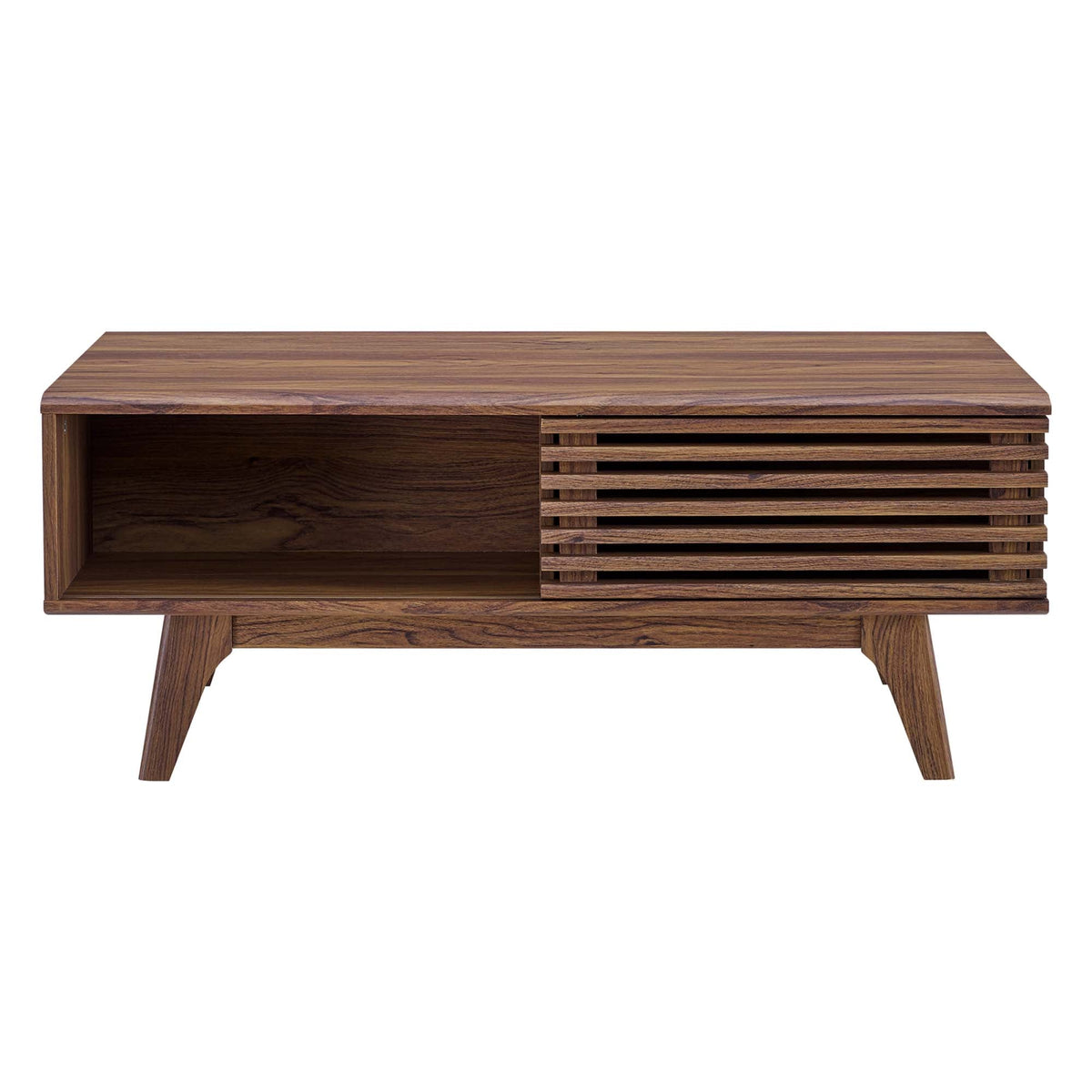 Render Coffee Table by Modway in warm walnut wood with slatted side panels on Tampa Home & Garden Store