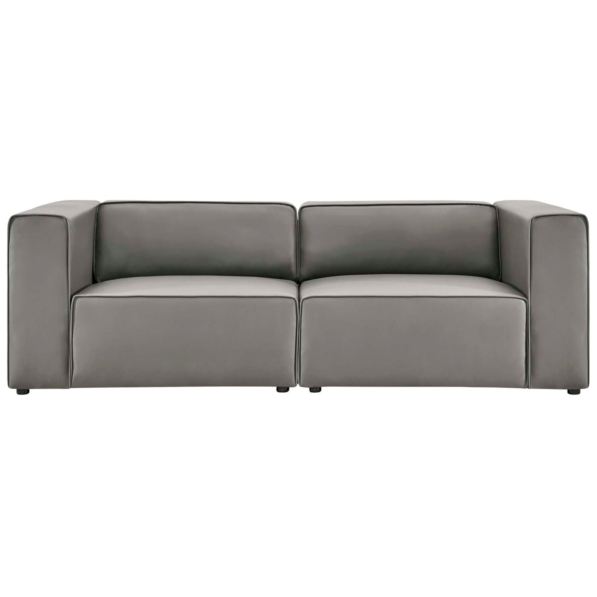 Mingle 2-Piece vegan leather sectional sofa loveseat in gray, modular sofa set by HouseOfZazla on Tampa Home & Garden Store
