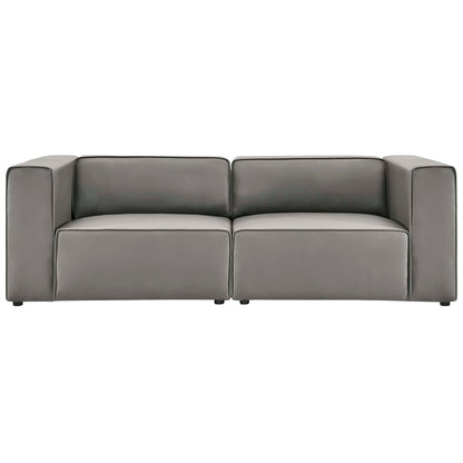 Mingle 2-Piece vegan leather sectional sofa loveseat in gray, modular sofa set by HouseOfZazla on Tampa Home & Garden Store
