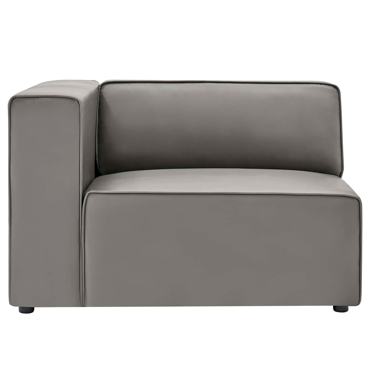 Mingle 2-Piece vegan leather sectional sofa loveseat in gray with stitched piping by Modway on Tampa Home & Garden Store