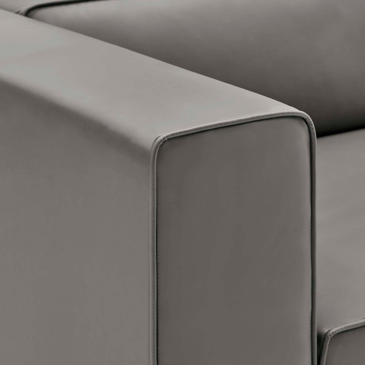 Mingle 2-Piece vegan leather sectional sofa loveseat gray close-up armrest by Modway on Tampa Home & Garden Store