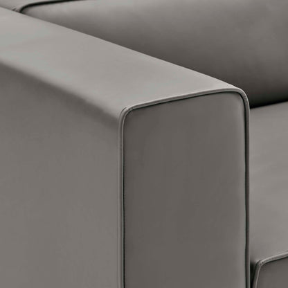 Mingle 2-Piece vegan leather sectional sofa loveseat gray close-up armrest by Modway on Tampa Home & Garden Store
