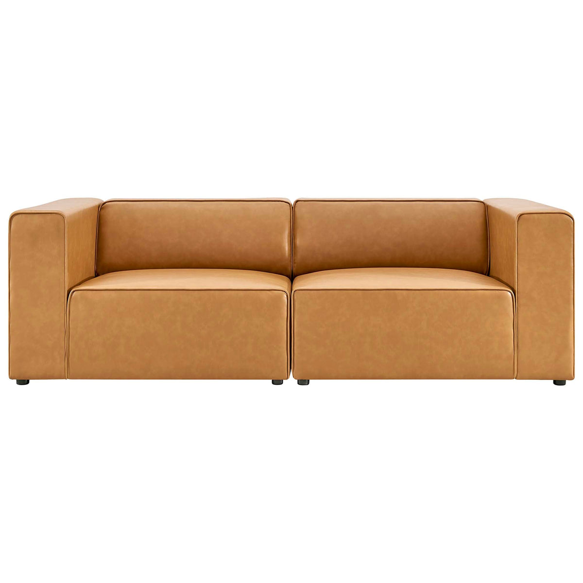 Mingle 2-Piece vegan leather sectional sofa loveseat in tan by Modway on Tampa Home & Garden Store
