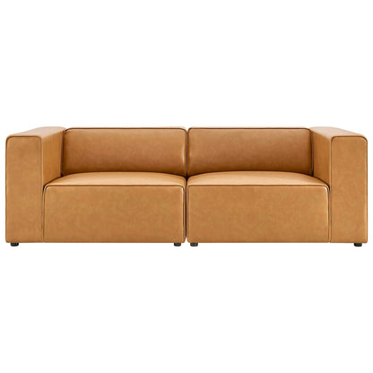 Mingle 2-Piece vegan leather sectional sofa loveseat in tan by Modway on Tampa Home & Garden Store