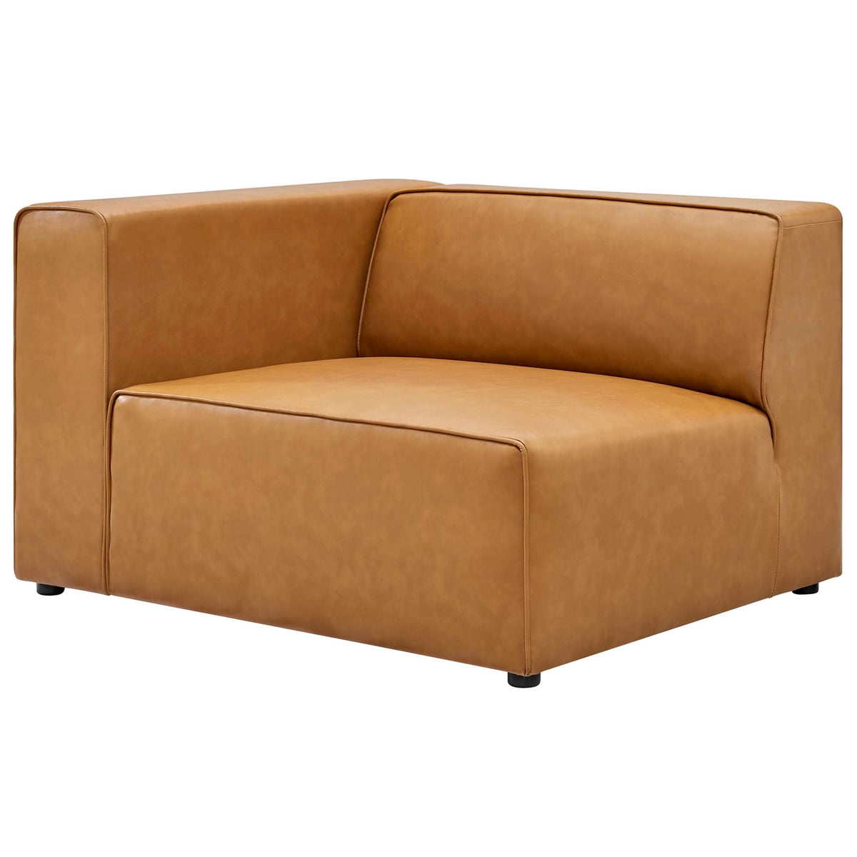 Mingle 2-Piece vegan leather sectional loveseat tan with clean lines, HouseOfZazla on Tampa Home & Garden Store