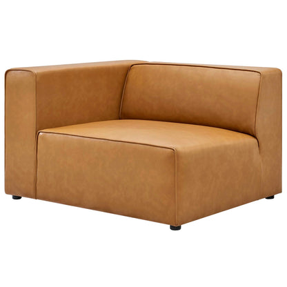 Mingle 2-Piece vegan leather sectional loveseat tan with clean lines, HouseOfZazla on Tampa Home & Garden Store