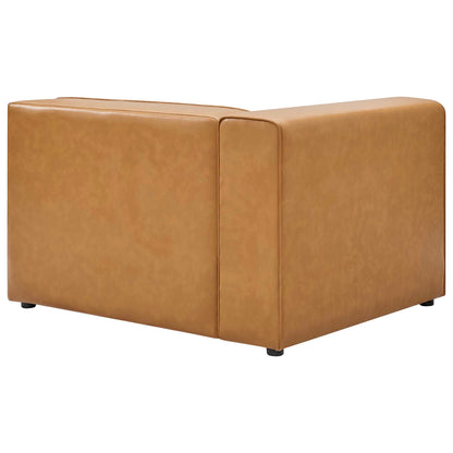 Mingle 2-Piece vegan leather sectional sofa loveseat in tan with squared arms by Modway on Tampa Home & Garden Store