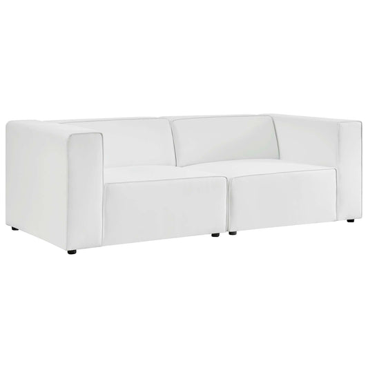 Mingle 2-Piece vegan leather sectional sofa loveseat in white by Modway HouseOfZazla on Tampa Home & Garden Store