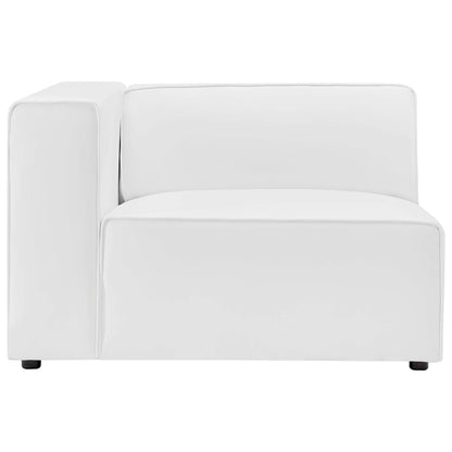 Mingle 2-Piece Vegan Leather Sectional Sofa Loveseat in white with rounded edges on Tampa Home & Garden Store