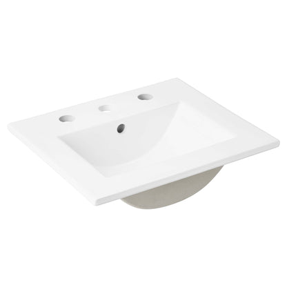 Cayman bathroom sink by Modway, white porcelain with multiple faucet holes on Tampa Home & Garden Store