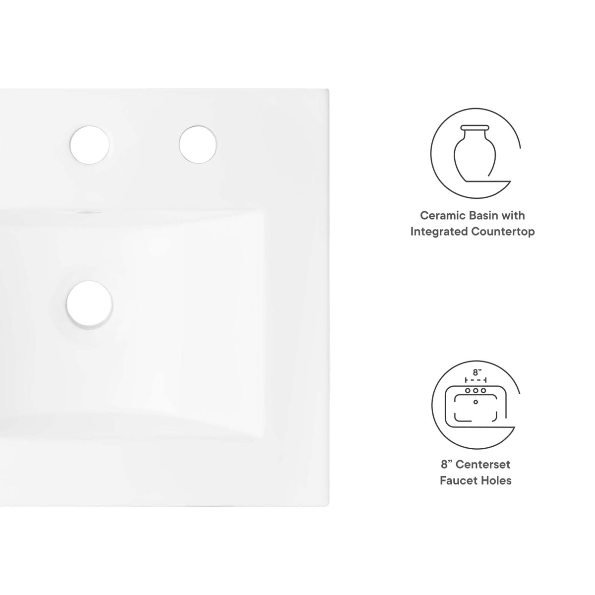 Cayman Bathroom Sink, white ceramic basin with integrated countertop, HouseOfZazla on Tampa Home & Garden Store