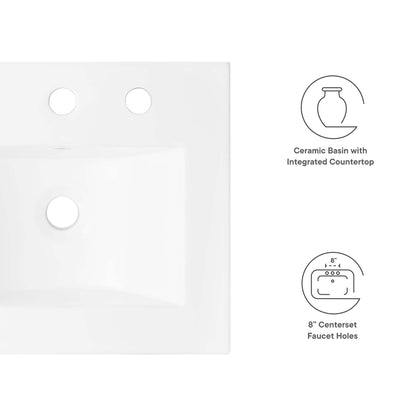 Cayman Bathroom Sink, white ceramic basin with integrated countertop, HouseOfZazla on Tampa Home & Garden Store