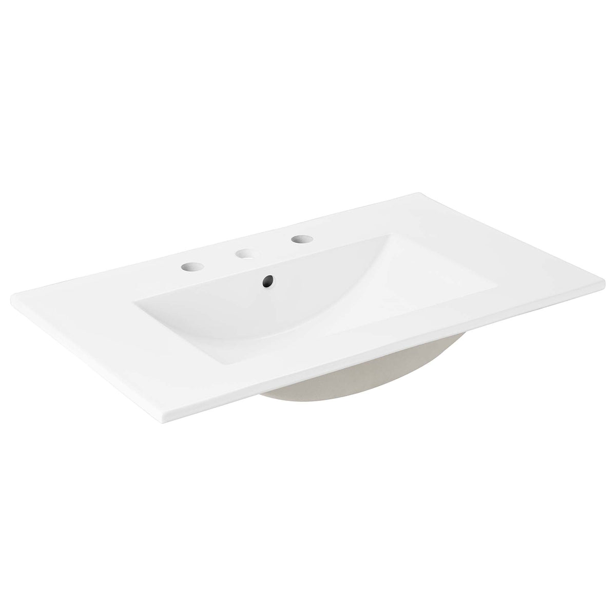 Cayman bathroom sink by Modway, white ceramic rectangular vanity with multiple faucet holes on Tampa Home & Garden Store
