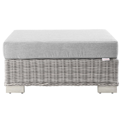 Conway Outdoor Patio Wicker Rattan Ottoman with gray cushion by Modway on Tampa Home & Garden Store