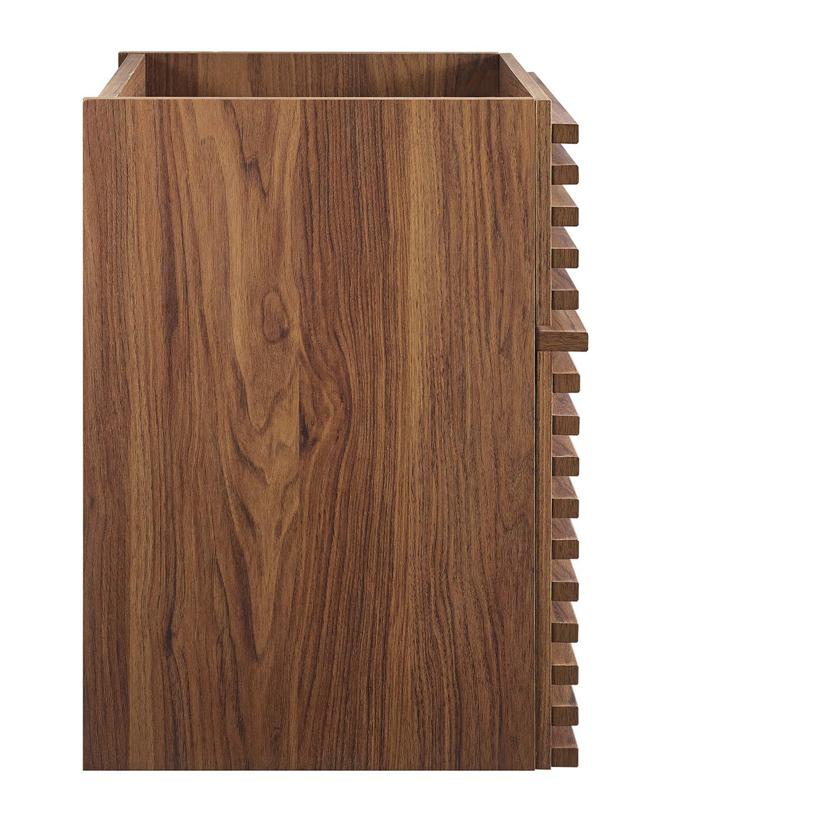 18in walnut wall-mount bathroom vanity cabinet by Modway, wood grain with slatted side edge on Tampa Home & Garden Store