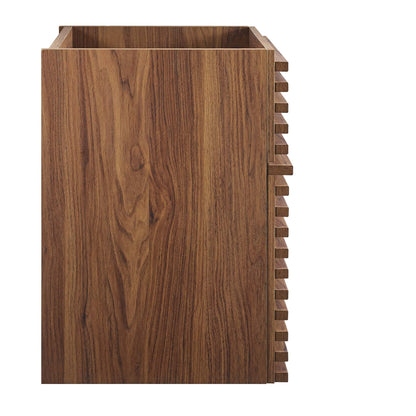 18in walnut wall-mount bathroom vanity cabinet by Modway, wood grain with slatted side edge on Tampa Home & Garden Store
