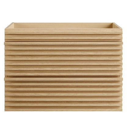 Render wall-mount bathroom vanity cabinet by Modway in light oak with slat panels on Tampa Home & Garden Store