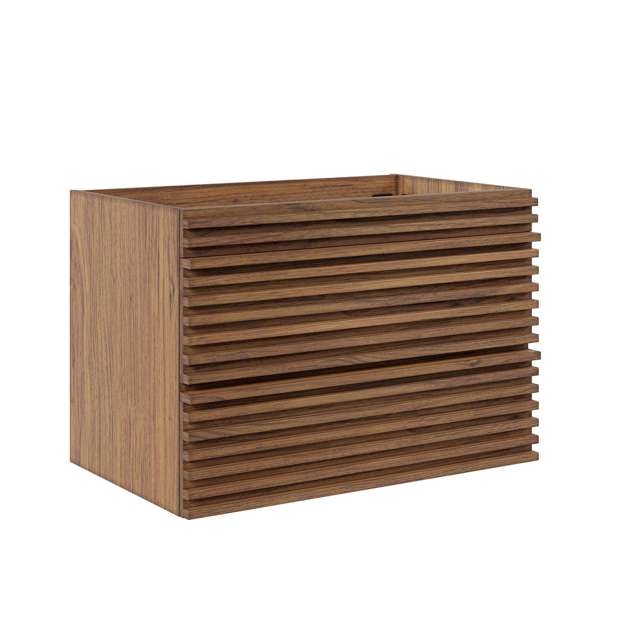 Render wall-mount bathroom vanity cabinet by Modway in warm wood with horizontal slatted front on Tampa Home & Garden Store