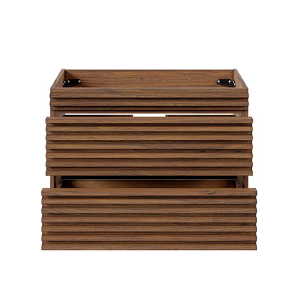Render wall-mount bathroom vanity cabinet by Modway in warm brown wood with horizontal slats on Tampa Home & Garden Store
