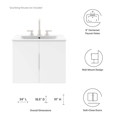 Vitality 24-inch bathroom vanity cabinet white with chrome centerset faucet by Modway on Tampa Home & Garden Store
