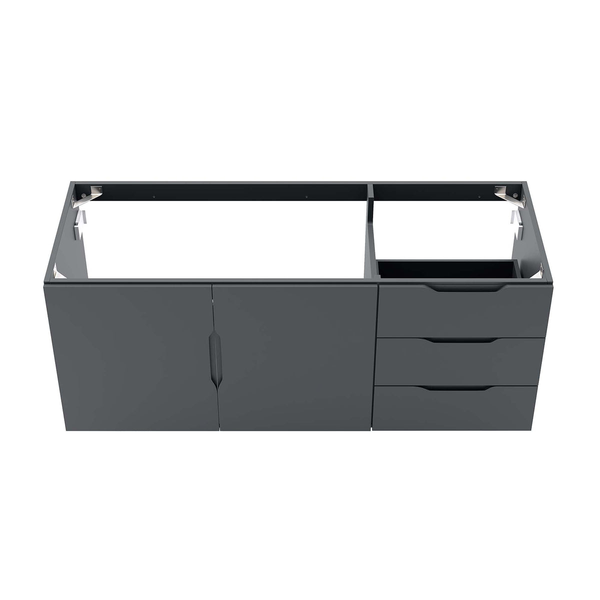 Vitality 48-inch vanity cabinet in dark gray with drawer stack for single or double sink on Tampa Home & Garden Store