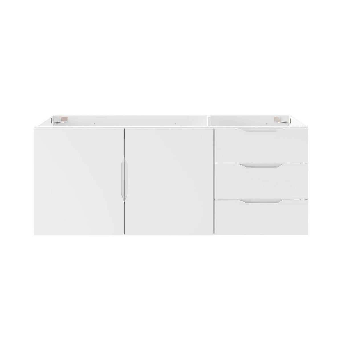 Vitality 48in white bathroom vanity cabinet with left door and right drawers, compatible with double or single sink on Tampa Home & Garden Store