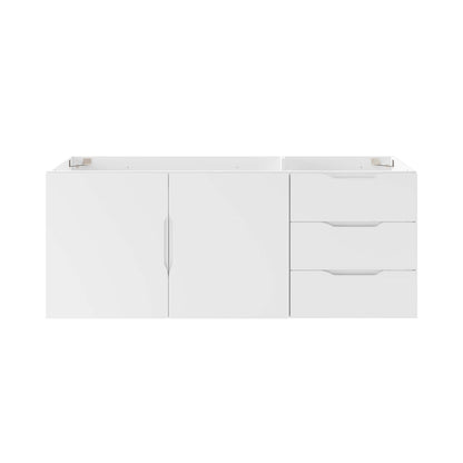 Vitality 48in white bathroom vanity cabinet with left door and right drawers, compatible with double or single sink on Tampa Home & Garden Store