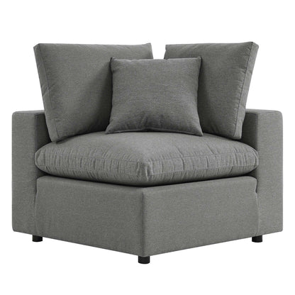 Commix overstuffed outdoor patio corner chair gray fabric with plush cushions on Tampa Home & Garden Store