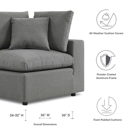 Commix Overstuffed Outdoor Corner Chair by Modway, gray fabric with foam cushions on Tampa Home & Garden Store