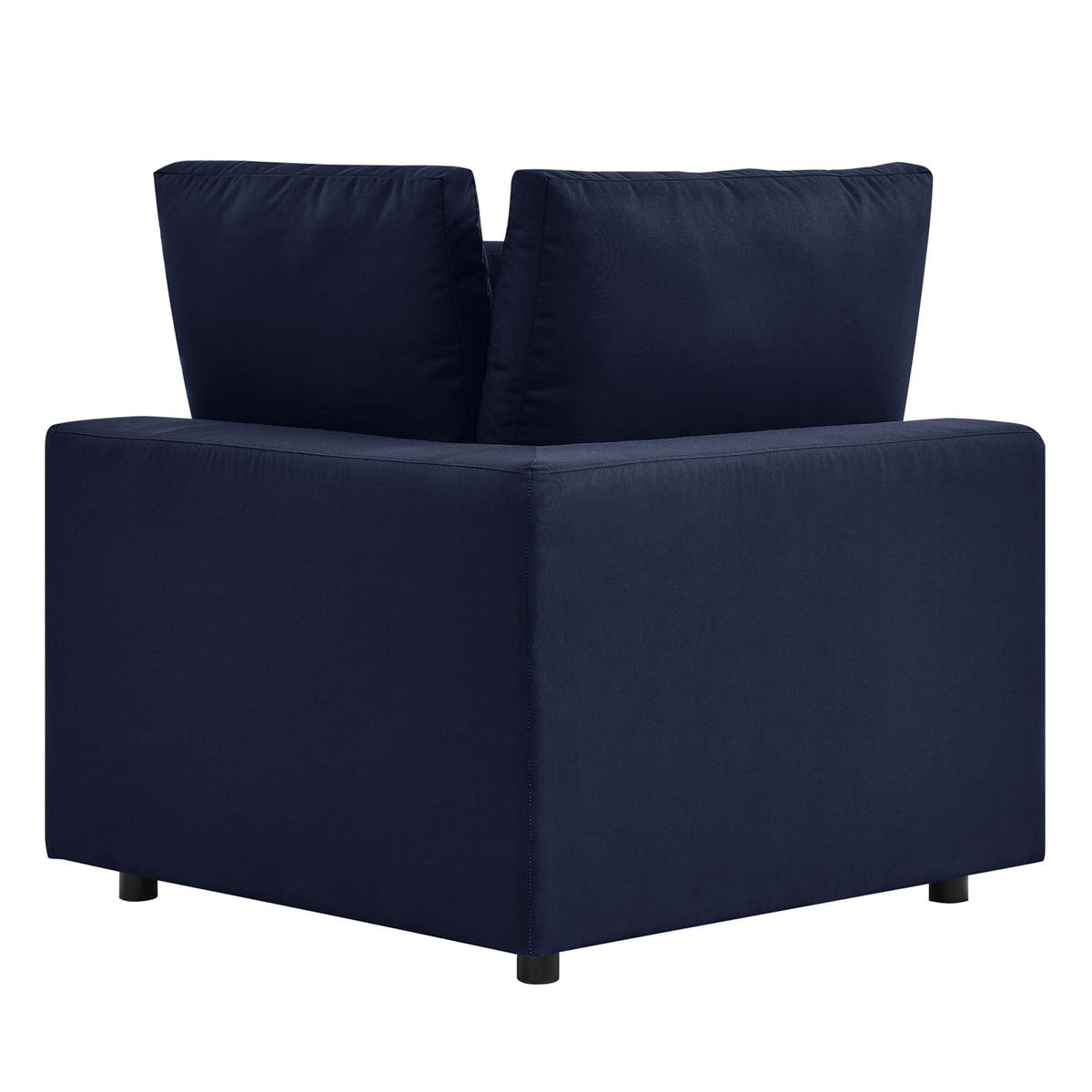 Commix Overstuffed Outdoor Patio Corner Chair navy fabric cushions with plush backrests on Tampa Home & Garden Store