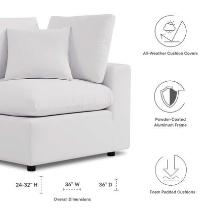 Commix overstuffed outdoor corner chair with white foam cushions on aluminum frame by Modway on Tampa Home & Garden Store
