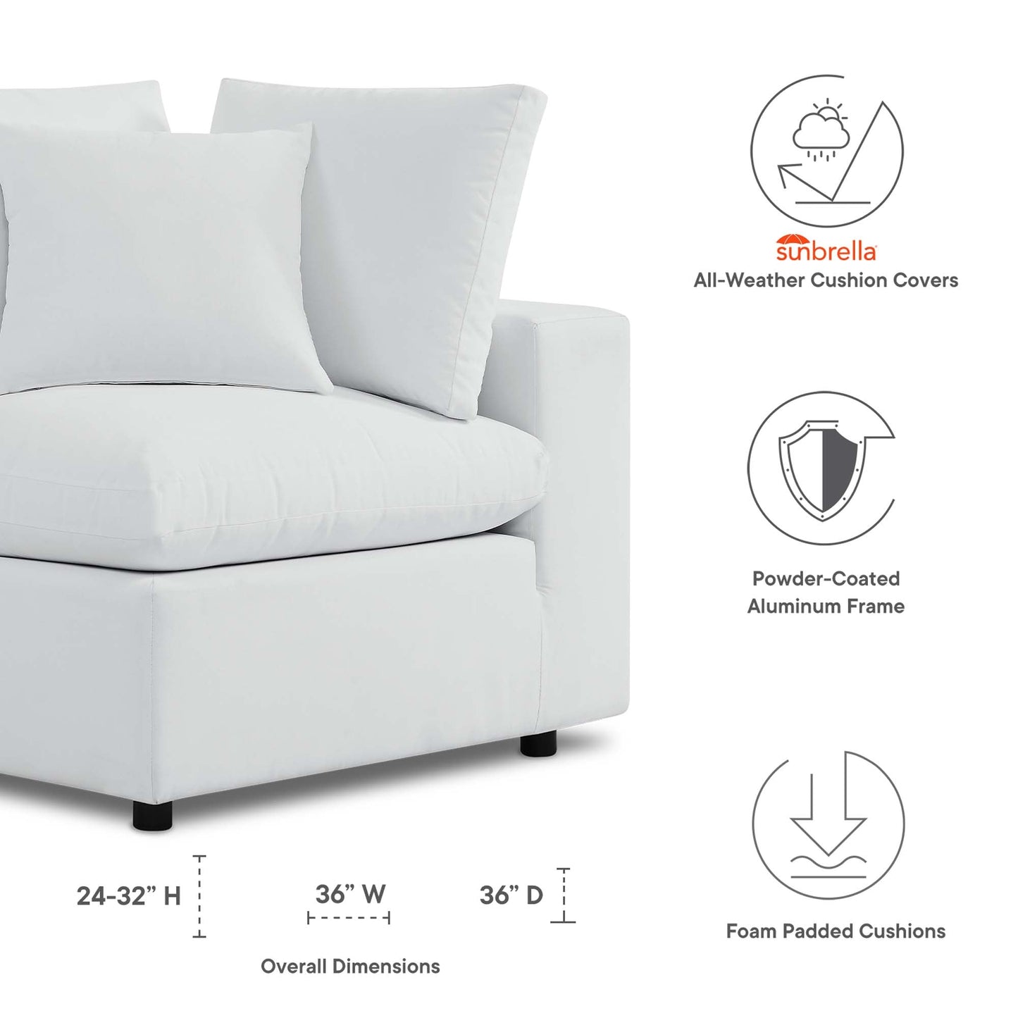 Commix Sunbrella Outdoor Corner Chair by Modway