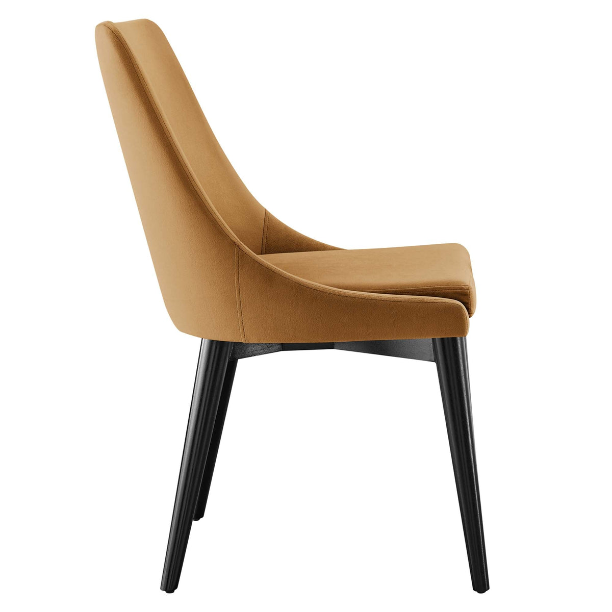 Viscount Performance Velvet Dining Chair tan upholstered seat and back with black legs on Tampa Home & Garden Store