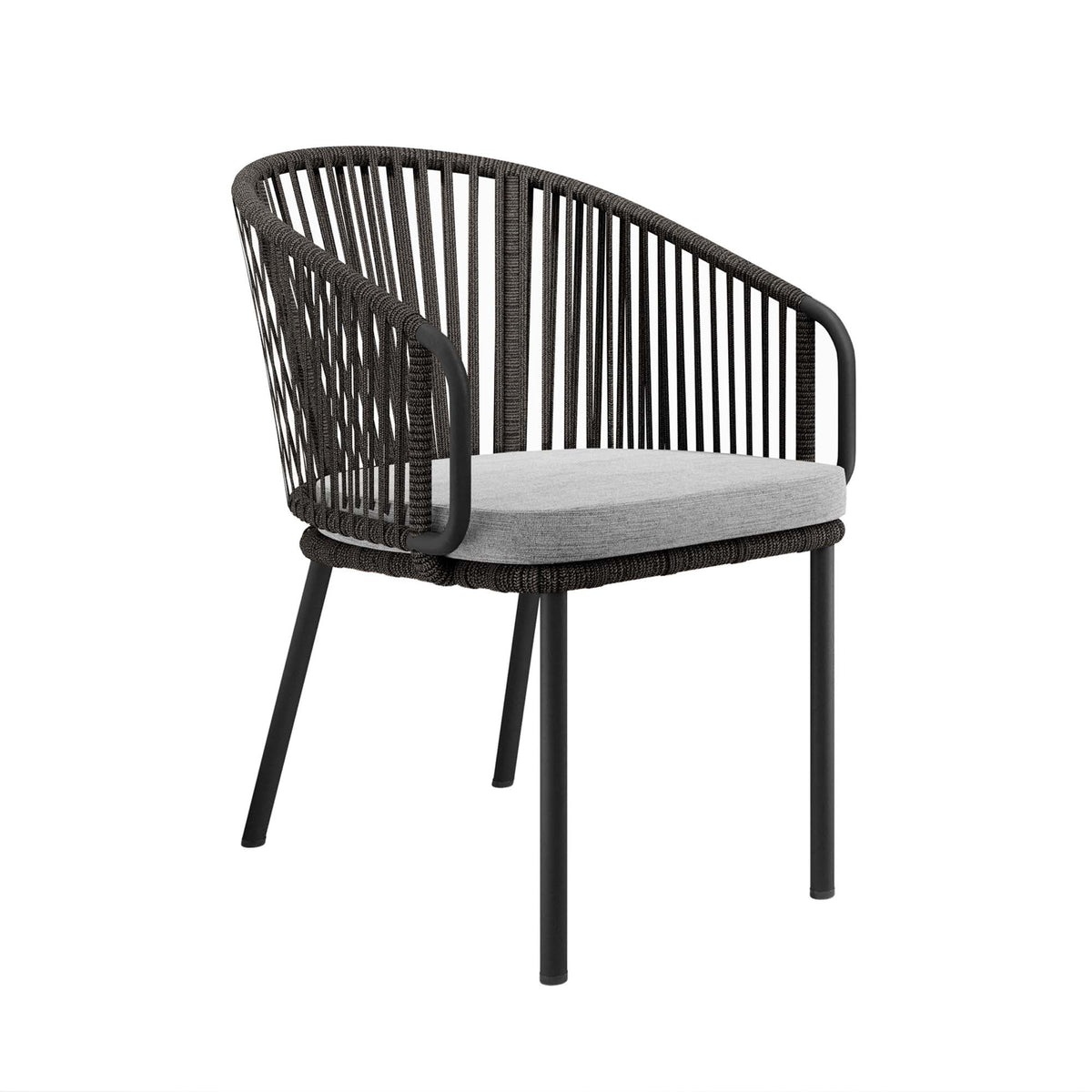 Harbor Outdoor Patio Armchair by Modway, dark woven rope back, gray cushion, black frame on Tampa Home & Garden Store