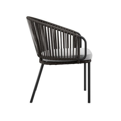 Harbor Outdoor Patio Armchair dark brown woven rope back with gray cushion by HouseOfZazla on Tampa Home & Garden Store