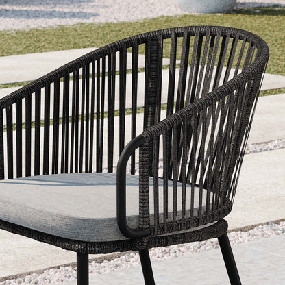 Harbor Outdoor Patio Armchair with charcoal black woven rope and black metal frame on Tampa Home & Garden Store
