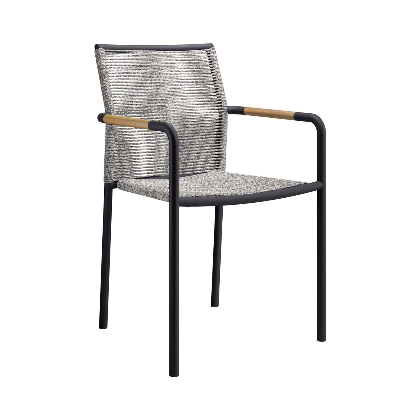 Serenity patio armchairs set of 2 by Modway; rope back/seat, black frame with wood arms on Tampa Home & Garden Store