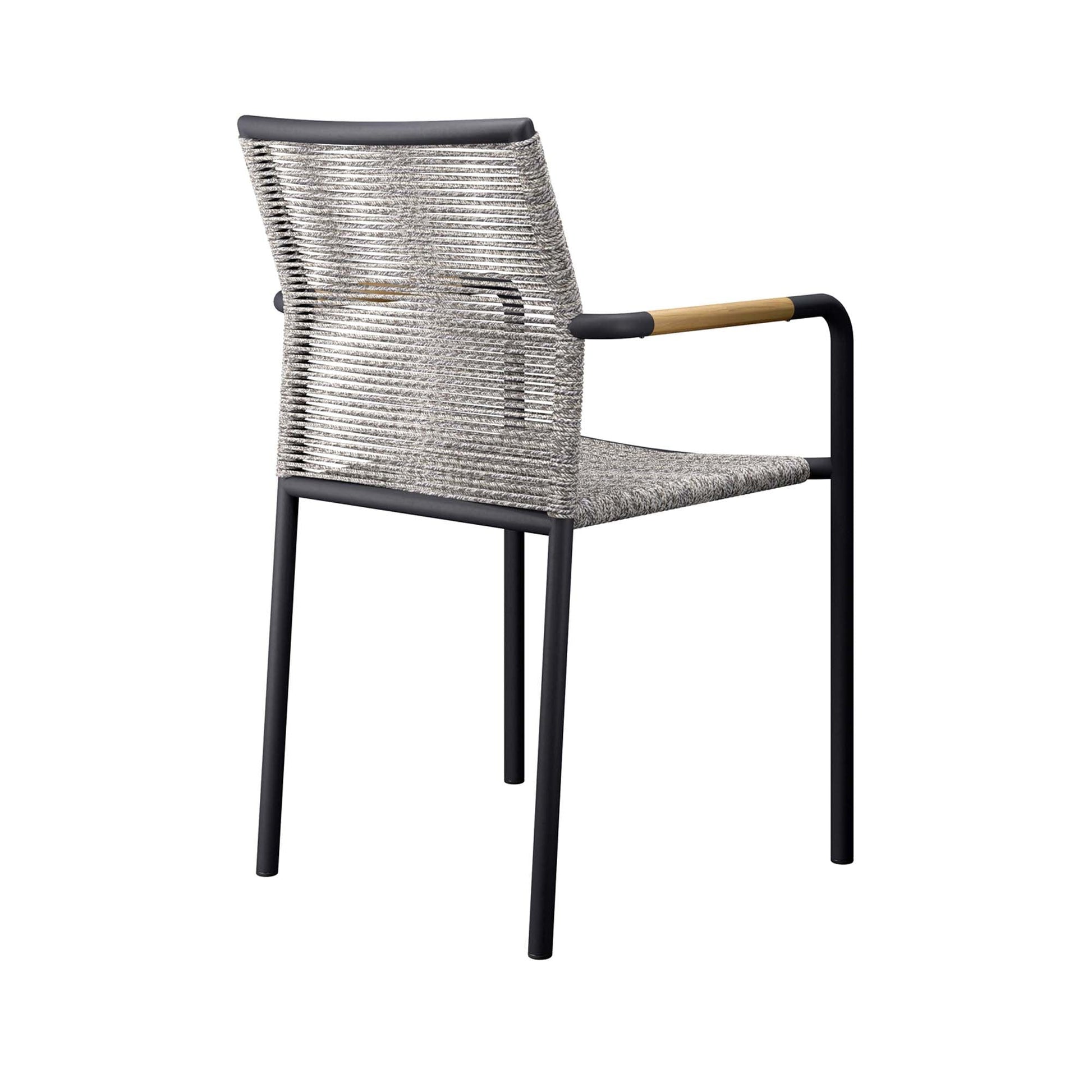 Serenity outdoor patio armchair by Modway with woven gray rope, black metal legs, wood armrest on Tampa Home & Garden Store