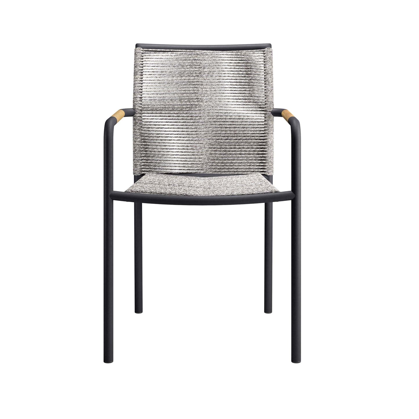 Serenity outdoor patio armchairs set of 2 with gray rope weave and black frame on Tampa Home & Garden Store