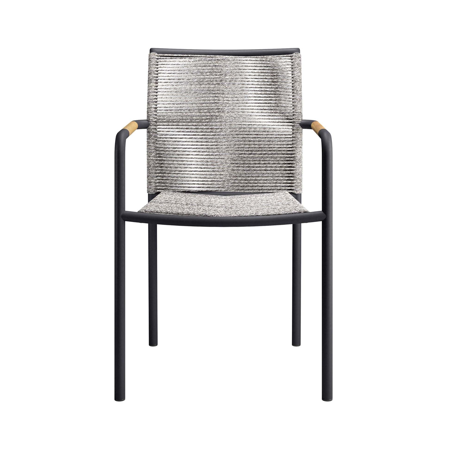 Serenity outdoor patio armchairs set of 2 with gray rope weave and black frame on Tampa Home & Garden Store