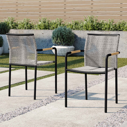 Serenity outdoor patio armchairs set of 2 by Modway, woven rope with black metal frames on Tampa Home & Garden Store