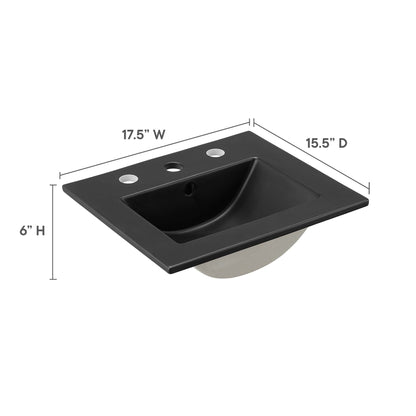 Cayman bathroom sink by Modway, black countertop sink with integrated basin, 17.5W x 15.5D x 6H on Tampa Home & Garden Store