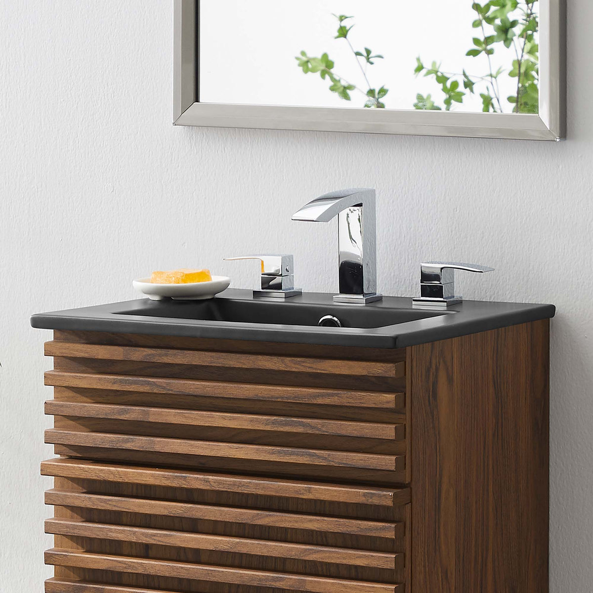 Cayman Bathroom Sink by Modway with chrome faucets on dark wood vanity HouseOfZazla on Tampa Home & Garden Store