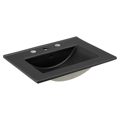 Cayman bathroom sink by Modway in black with rectangular countertop and integrated basin on Tampa Home & Garden Store