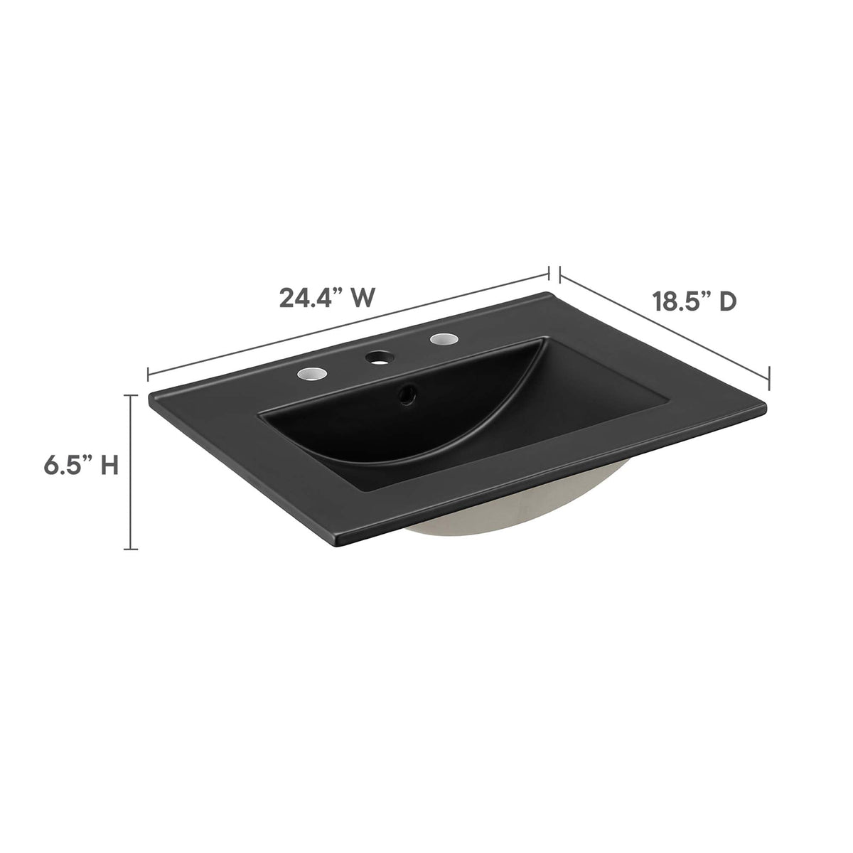 Cayman bathroom sink by Modway, black rectangular vessel with curved basin 24.4W x 18.5D on Tampa Home & Garden Store